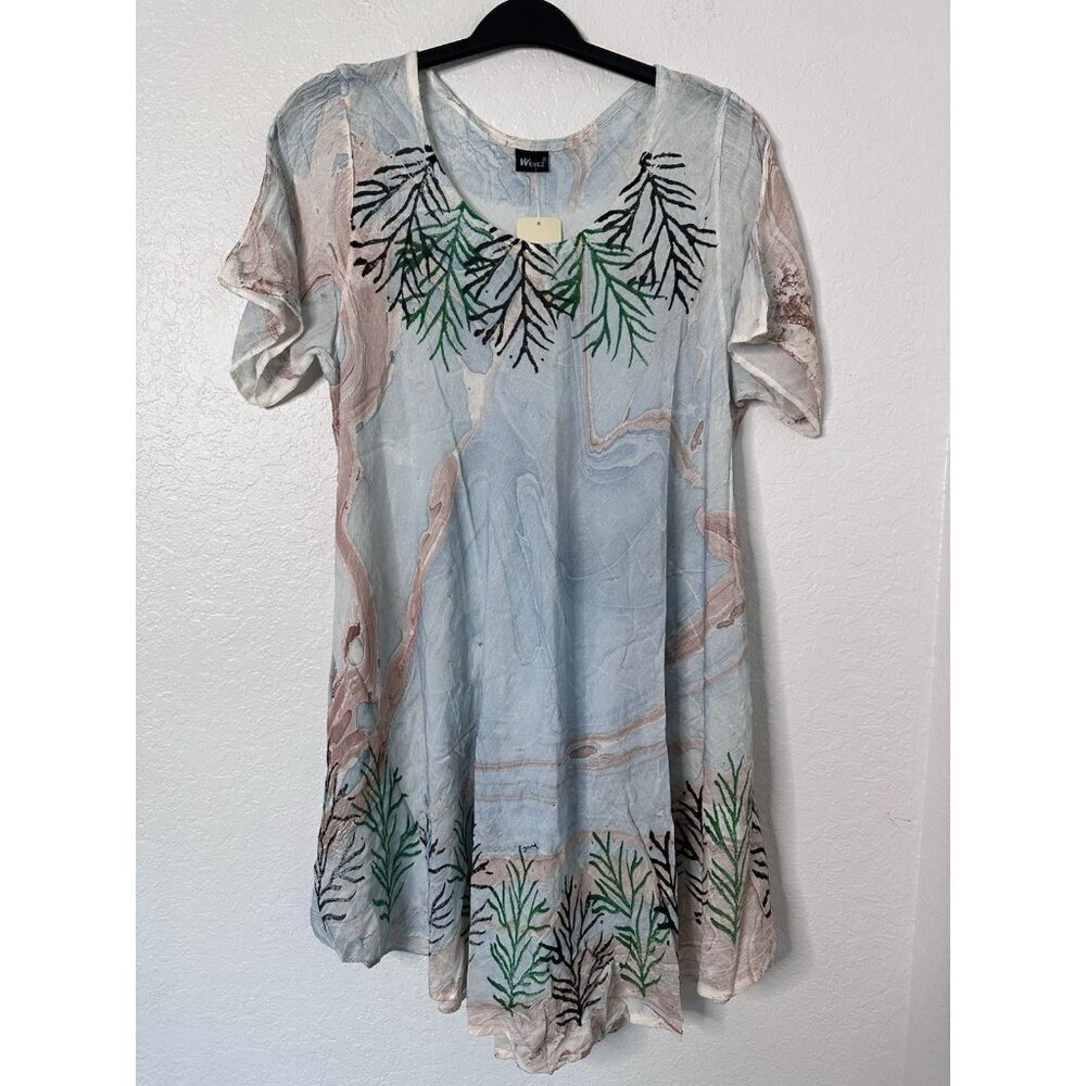 Wevez Womens Umbrella Light BlueTie Dye Baby Doll Dresses Flowy One Size NWT